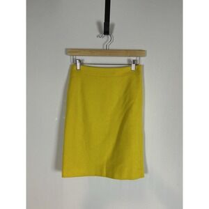 J. Crew‎ 80% Wool No. 2 Pencil Skirt Mustard Yellow Sz 00 Career Preppy NWOT